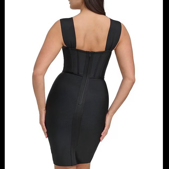 SIENA Stretch Bandage Knit Square Neckline Corset Bodice Bodycon Dress - Picture 3 of 16